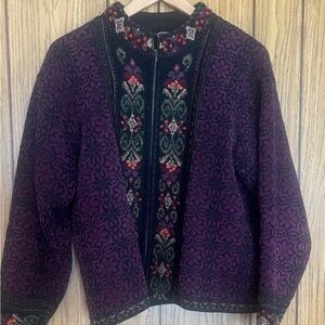 Icelandic designs Elegant Purple and Black Women's Cardigan/jacket